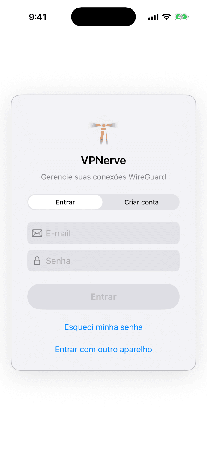 App VPNerve no celular mostrando a conexão ativa e protegida